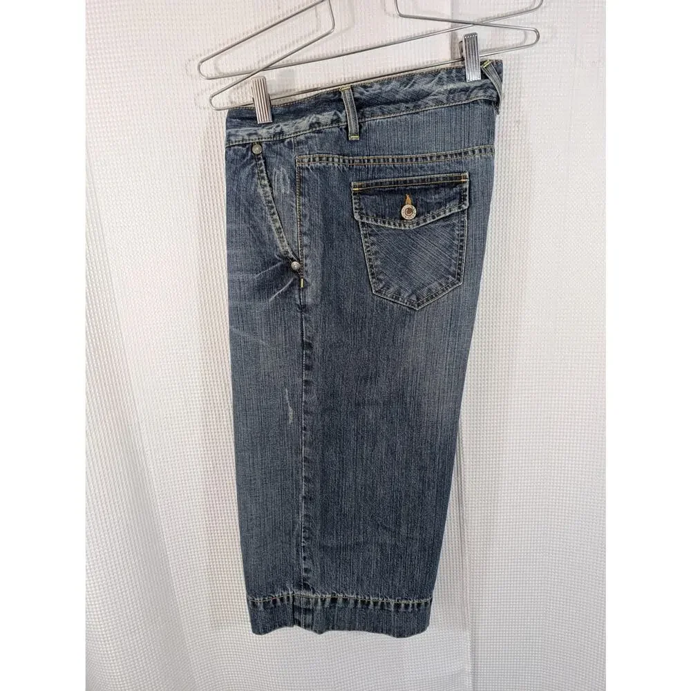 BANANA REPUBLIC! BLUE DENIM LONG LENGTH CLASSIC CLAM DIGGER JEAN SHORTS! SZ 10